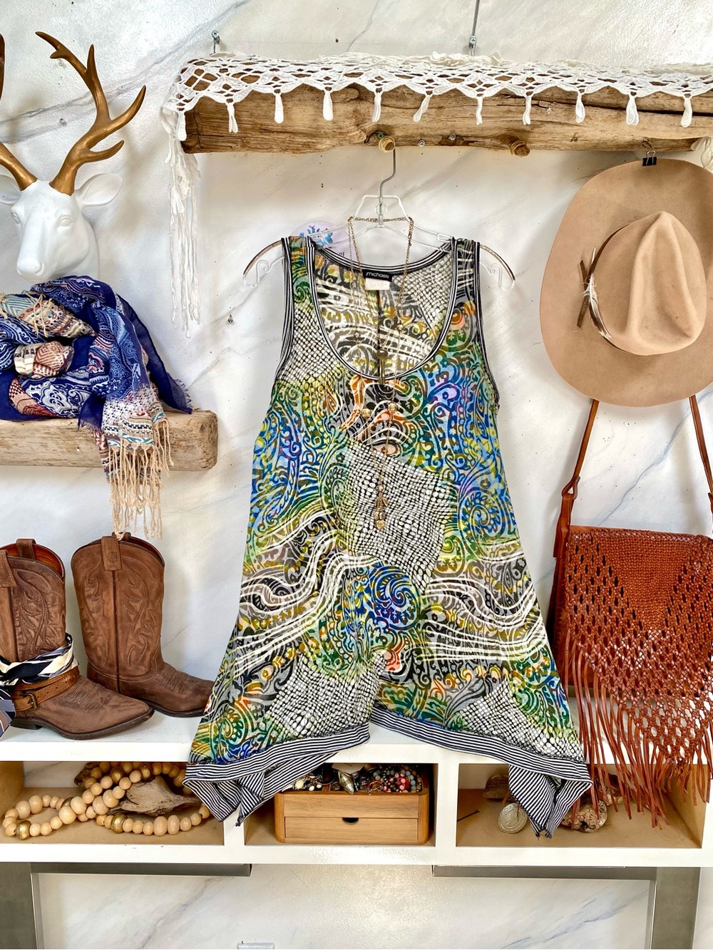 Semi sheer Gypsy vibe boho tunic/mini dress w enchanting paisley floral